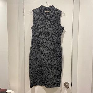 Calvin Klein Gray and black Leopard print midi dress with button on top